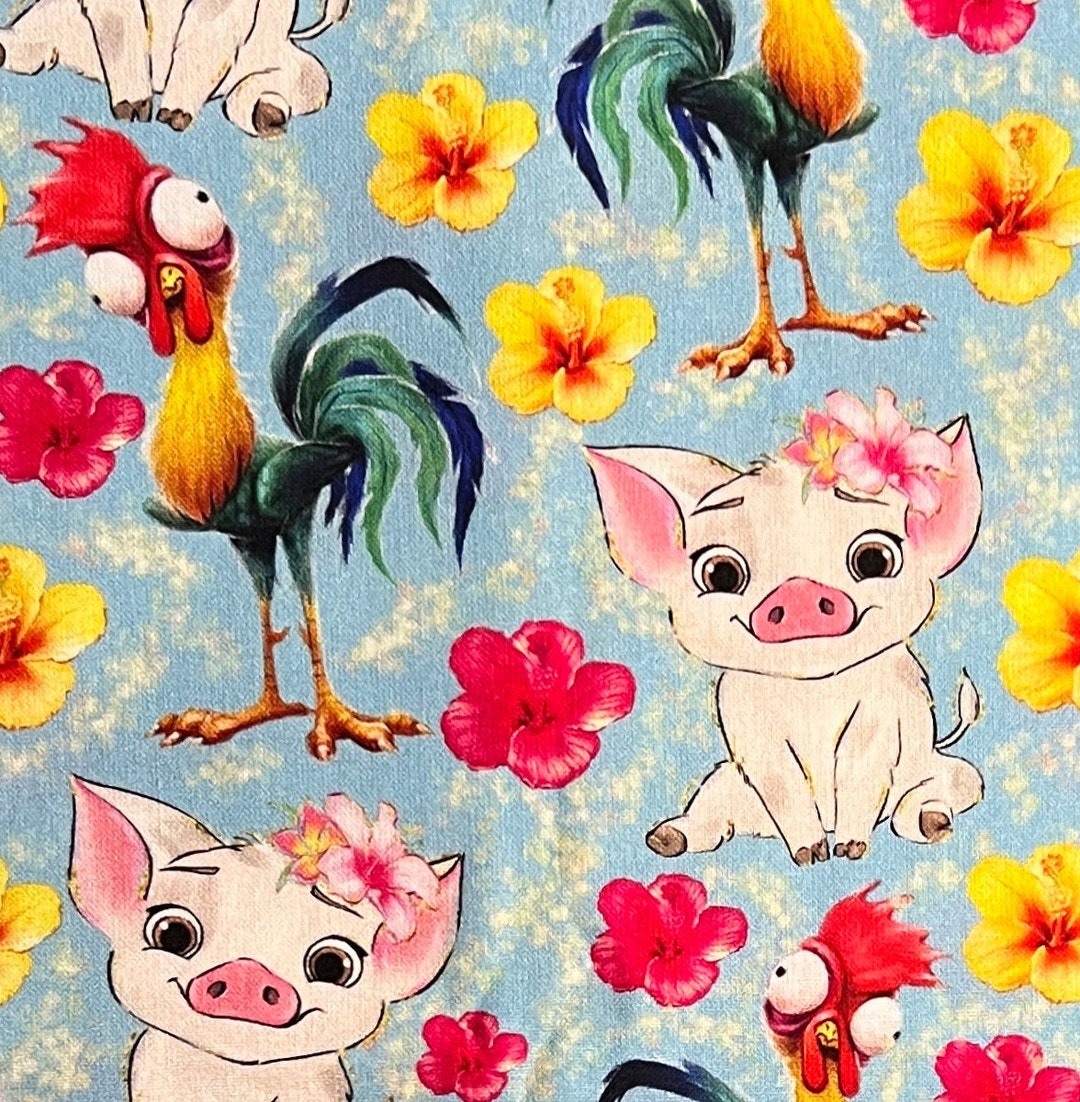 Moana, Pua and Hei Hei Print 100% Cotton Fabric - Etsy