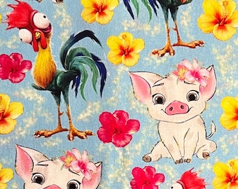 Moana, Pua e Hei Hei stampa tessuto 100% cotone