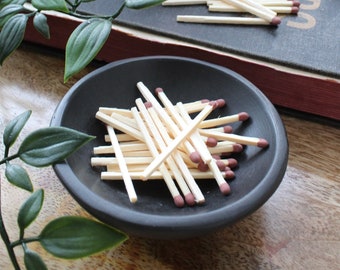 Match Holder Bowl, Rustic Match Dish with Striker, Rustic décor, Unique Gift