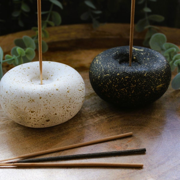 Unique Round Incense Stick Holder, Cast Stone Incense holder,  Elegant Home Décor, Meditation, Mindfulness, A Gift with a Difference