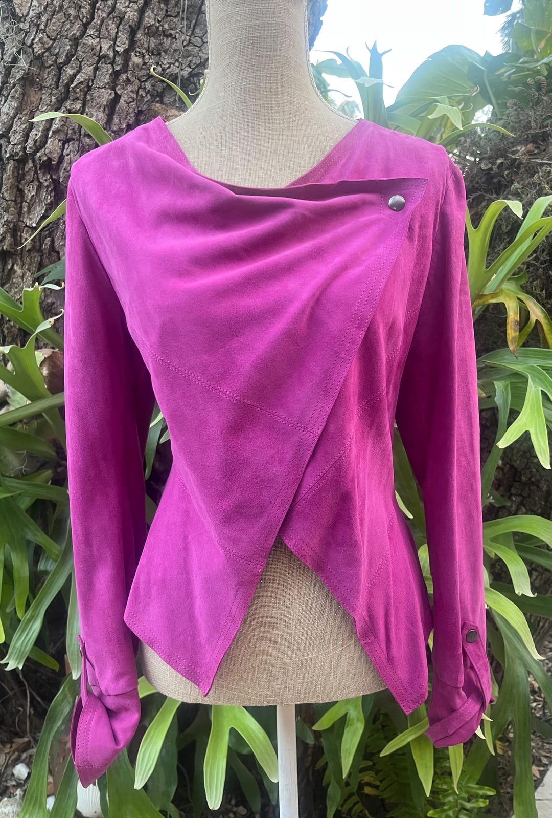 Jacker Turkish Turkish Pink Suede Leather Ruffled Jacket - Etsy