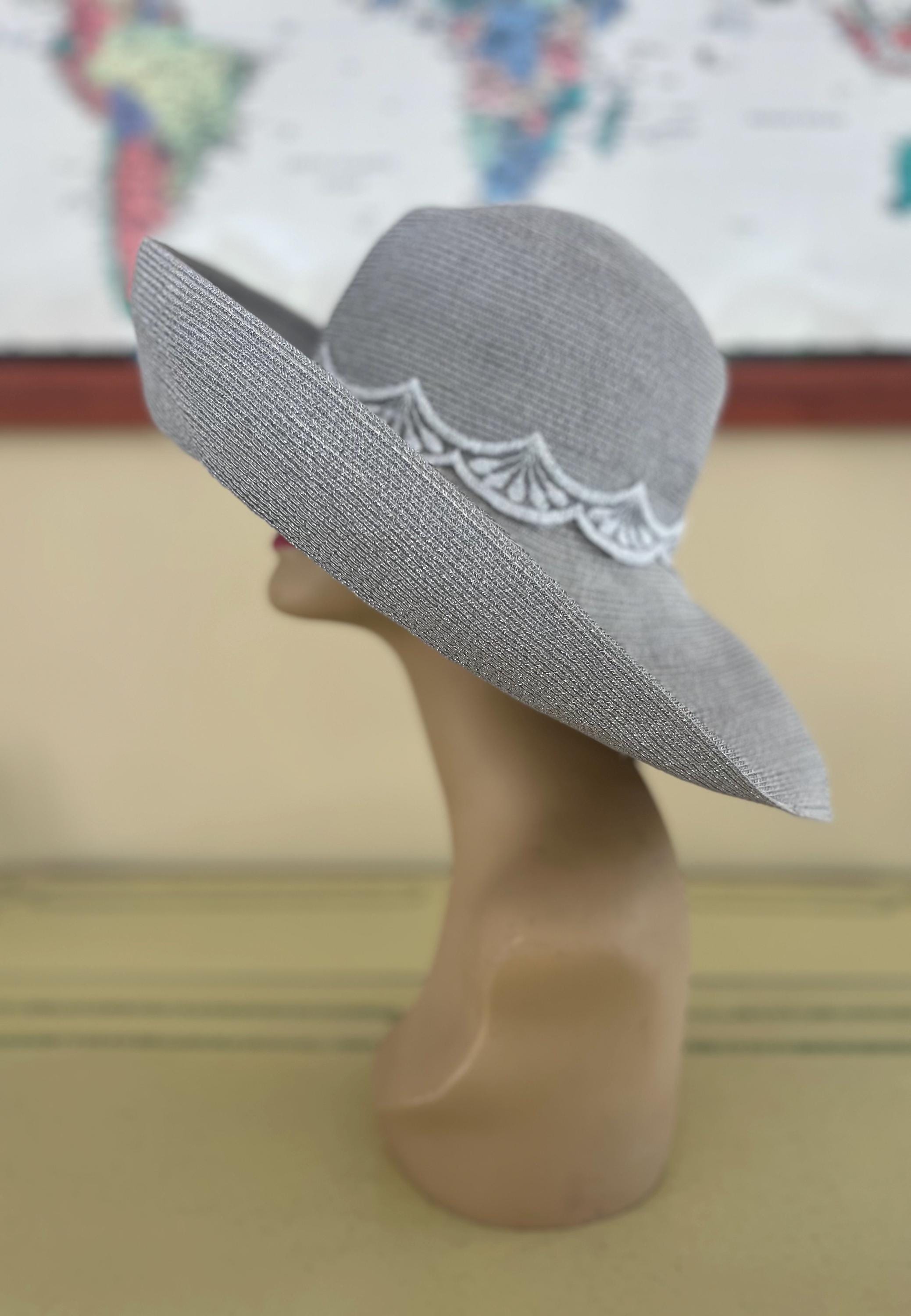 Vintage Wide Brim Silver Metallic Derby Hat M489( Silver/Light Gray )Kentucky Derby Hat Church Hat  main image 2