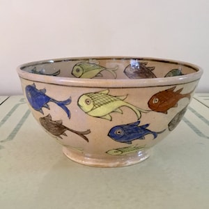 Vintage Deep Bowl - Colorful Fish - Kenya