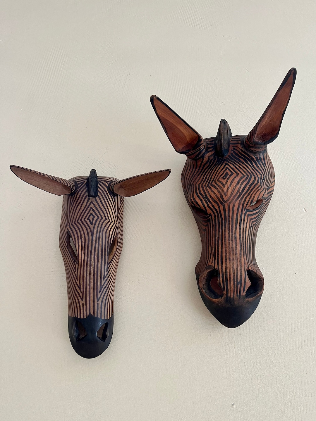 Zebra Wood Masks Carvings Mother & Baby Kenya Africa Etsy