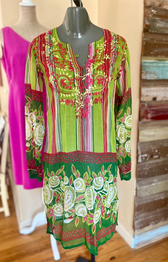 Colorful Embroidered Tunic Dress  - India