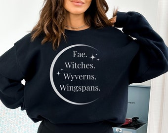 Fae Wyverns Witches Wingspan Sudadera, Mercancía de libros, Sudadera de libros, regalo de libros, amante de los libros, sudadera de libros,