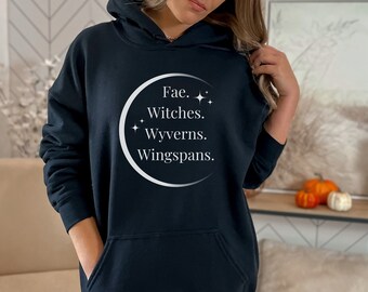Fae Witches Wyverns Wingspans sudadera con capucha, regalo de libro, amante de los libros, sudadera de libro, sudadera amante de los libros, sudadera con capucha librería, sudadera con capucha amante de los libros