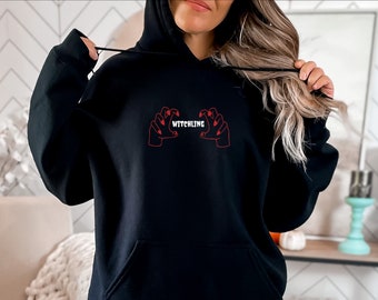 Sudadera con capucha Witchling, sudadera con capucha de temporada espeluznante, sudadera con capucha de libro, sudadera con capucha manon blackbeak, sudadera con capucha trono de cristal, sudadera con capucha de halloween, bruja, regalo de libro