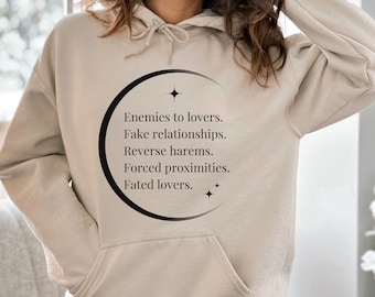 Sudadera con capucha de tropos de libros, sudadera con tropos de libros, sudadera con capucha amante de los libros, sudadera amante de los libros, enemigos de los amantes, merchandising librero, novio del libro