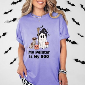 Pointer Dog Halloween Shirt GSP Mom Tshirt Spooky Season Shirt Fall Dog Ghost Shirt German Shorthaired Pointer Gift Dog Mama Birthday Tee