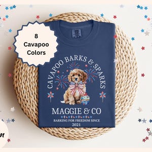 Custom 4th Of July Cavapoo Shirt Independence Day Cavapoo Mom Shirt Personalized Cavapoo Gift For Cavoodle Dog Mama Birthday T-shirt Clothes