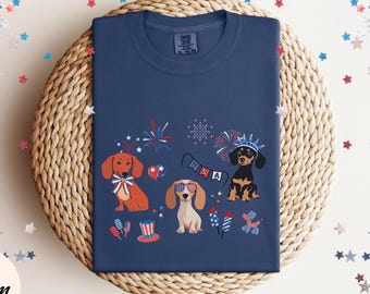 4th Of July Dachshund Shirt Independence Day Doxie Mom Shirt Wiener Dog Gifts Weiner Dog Mama Birthday July 4th Dog Mom T-shirt Clothes