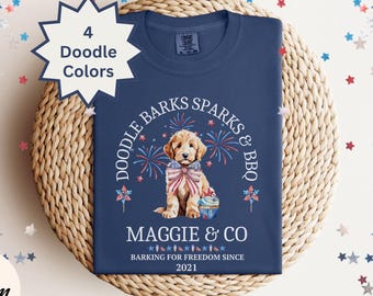 Custom 4th Of July Goldendoodle Shirt Independence Day Doodle Mom Shirt Personalized Golden Doodle Gifts Doodle Dog Mama Birthday T-shirt