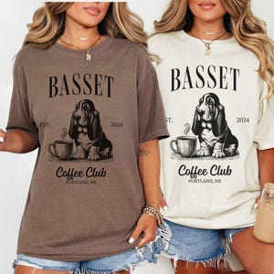 Funny Custom Coffee Lovers Basset Hound Shirt Basset Mom Shirt Personalized Basset Hound Gifts Basset Mama Birthday Basset Dog Dad T-shirt