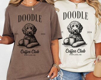 Funny Custom Coffee Lovers Goldendoodle Shirt Doodle Mom Shirt Personalized Golden Doodle Gifts Doodle Mama Dad Birthday Clothes Dog T-shirt