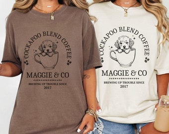 Custom Coffee Lovers Cockapoo Shirt Funny Cockapoo Mom Shirt Personalized Cockapoo Gifts For Dog Mama Birthday Coffee Themed Dog Mom T-shirt