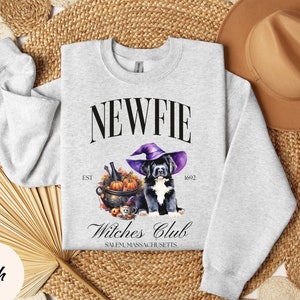 Newfie Halloween Witches Social Club Newfoundland Dog Sweatshirt Funny Newfie Mom Shirt Newfoundland Dog Gifts For Newfie Mama Birthday