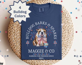 Custom 4th Of July English Bulldog Shirt Independence Day Bulldog Mom Shirt Personalized English Bulldog Gifts Dog Mama Birthday T-shirt