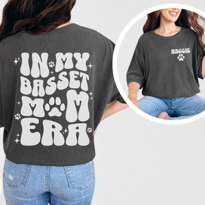 Custom Retro Basset Hound Shirt Personalized Basset Mom Era T-shirt Basset Hound Gifts Basset Hound Mama Birthday Groovy Vintage Style Tee