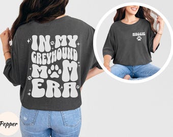Custom Retro Greyhound Shirt Personalized Greyhound Mom Era T-shirt Greyhound Gifts For Groovy Greyhound Mama Birthday Unique Dog Clothes
