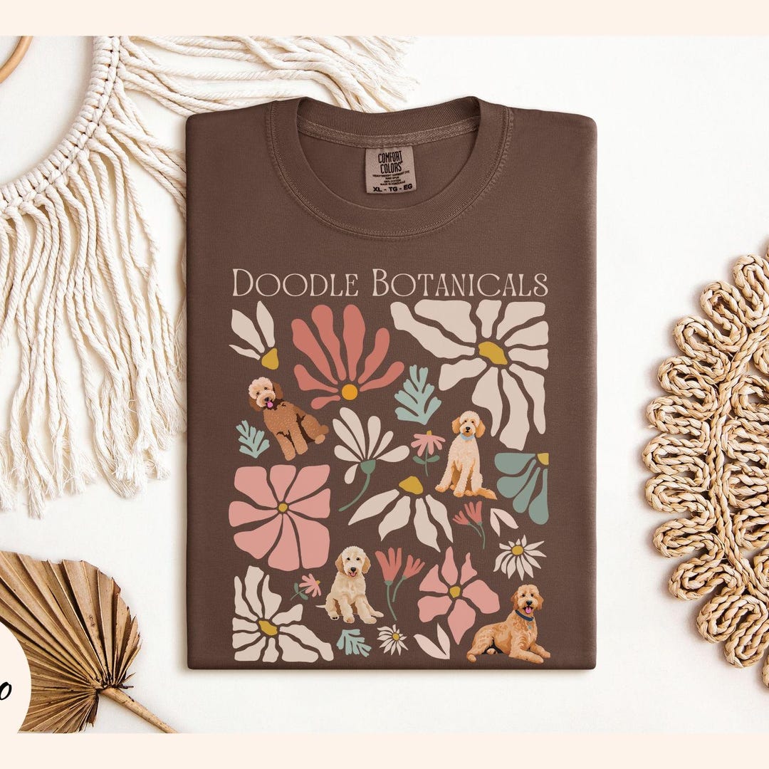 Boho Floral Goldendoodle Shirt Modern Flower Doodle Mom Shirt ...