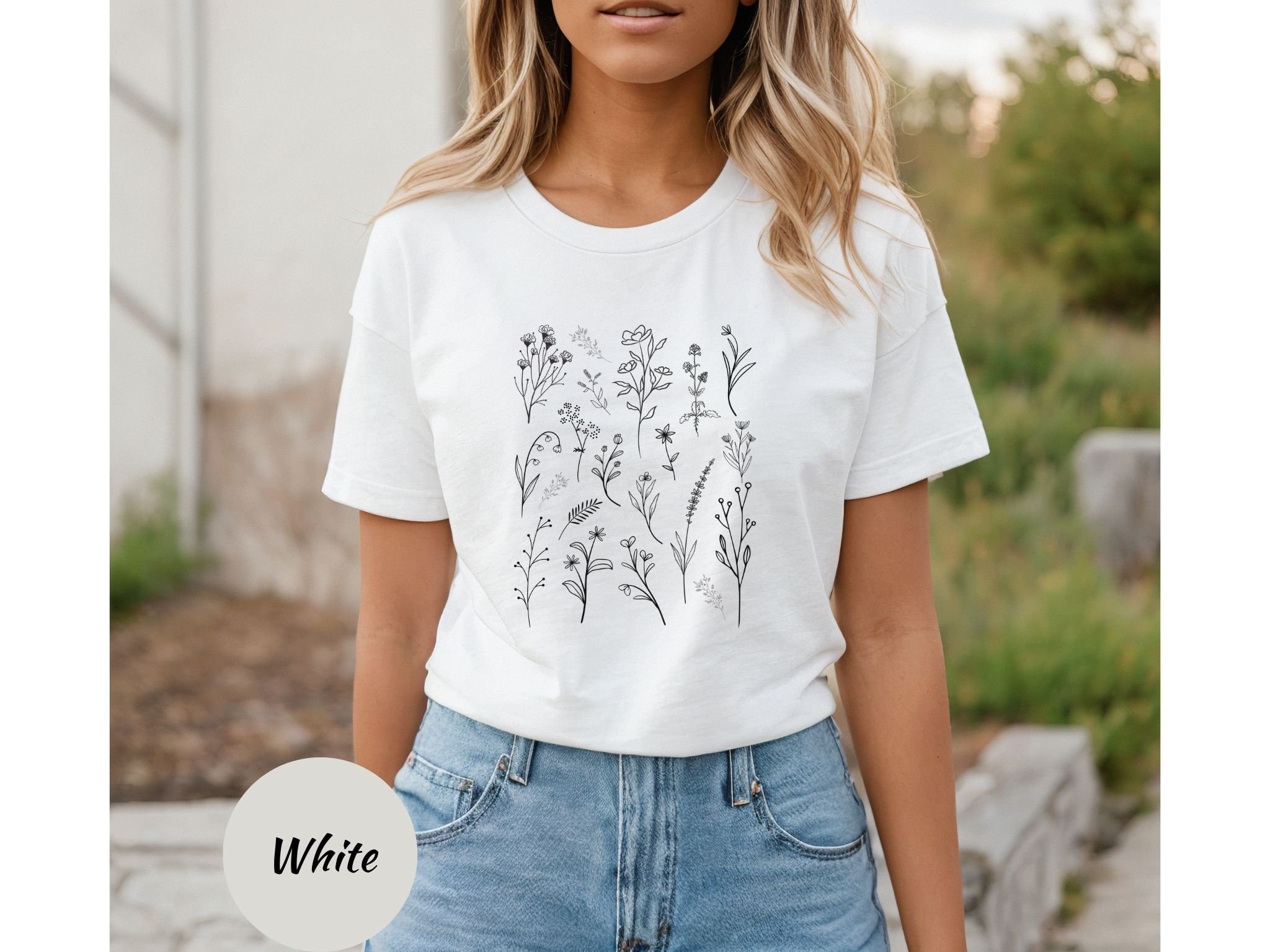 Botanical Pressed Flower Shirt, Cottage Core Clothes, Pressed