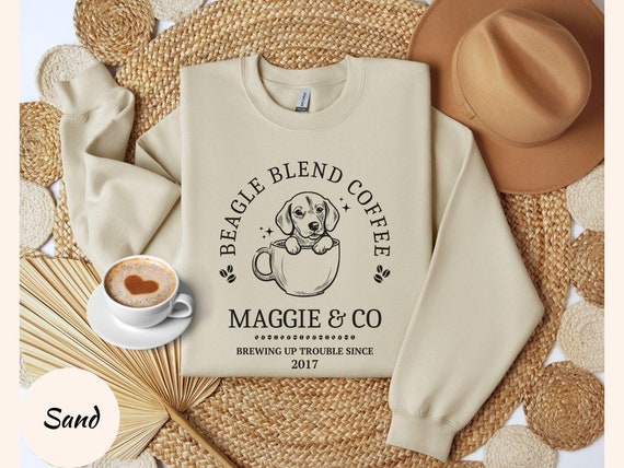 Custom Coffee Lovers Beagle Sweatshirt Beagle Mom Shirt Personalized Beagle Gifts For Beagle Mama Birthday Gifts Coffee Themed Dog Sweater