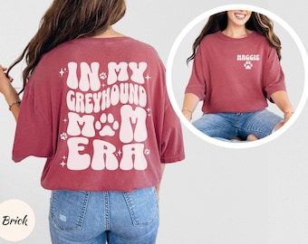Custom Retro Greyhound Shirt Personalized Greyhound Mom Era T-shirt Greyhound Gifts For Groovy Greyhound Mama Birthday Unique Dog Clothes