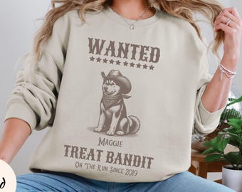 Custom Siberian Husky Sweatshirt Cowboy Dog Husky Mom Shirt Personalized Western Siberian Husky Gift Funny Dog Mama Birthday Dog Dad Sweater