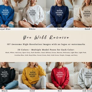 Gildan 18000 Mockup Bundle, Sweatshirt G180 Crewneck Mock-up Bundle, Model Mockup, Neutral Casual Simple Oversized Gildan 18000 Mocks Bundle image 2
