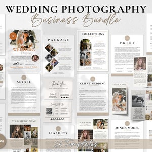 Wedding Photography Contract Business Bundle, Photography Forms, Photography Pricing Guide, Print Release, Invoice, Brochure CANVA Templates