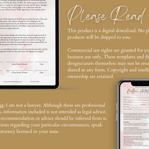 May include: A digital download of a contract template for a balloon artist. The template is pink and white with a floral design. The text on the template reads "Balloon Artist Contract".