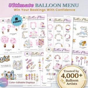 ULTIMATE BALLOON MENU, Balloon Mockup Template for Balloon Artists, Editable Price List, Balloon Garland Event Decor Balloon Business, Canva