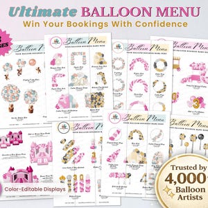 ULTIMATE BALLOON MENU, Balloon Mockup Template for Balloon Artists, Editable Price List, Balloon Garland Event Decor Balloon Business, Canva