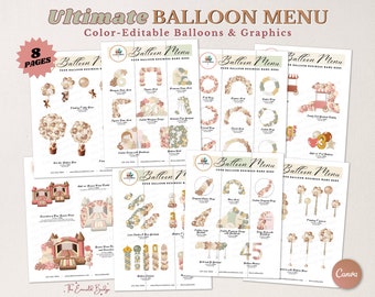 ULTIMATE BALLOON MENU, Balloon Mockup Template, Editable Balloon Price List, Balloon Artist, Balloon Garland, Event Decor, Balloon Business