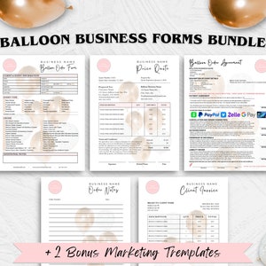 MODULO D'ORDINE DI PALLONCINI Pacchetto modello, fattura per palloncini, contratto di decorazione per eventi, listino prezzi di palloncini, moduli aziendali e volantini per decorazioni di palloncini, Canva