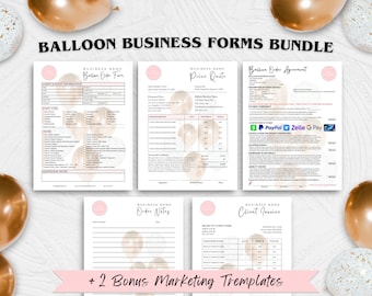 BALLOON ORDER FORM Template Bundle, Balloon Invoice, Event Decor Contract, Balloon Price List, Balloon Decor Business Forms and Flyer, Canva