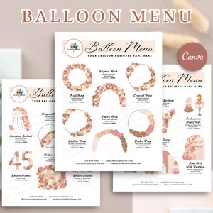 BOHO BALLOON MENU, Balloon Mockup Template, Editable Balloon Price List, Balloon Decor, Balloon Artist, Event Decor, Balloon Business Menu