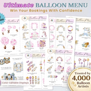 ULTIMATE BALLOON MENU, Balloon Mockup Template for Balloon Artists, Editable Price List, Balloon Garland Event Decor Balloon Business, Canva