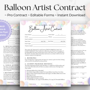 BALLONCONTRACT, bewerkbaar ballondecorcontract, ballonfactuur, ballonartiestcontractsjabloon, ballonstylist Garland-overeenkomst