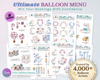 ULTIMATE BALLOON MENU for Balloon Artists, Editable Mockup Template, Decorator Garland and Event Pricing Menu, Balloon Business, Canva