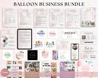 Balloon Business Bundle, Balloon Contract Order Form, Event Decor Contract, Balloon Invoice, Price List, Balloon Styling Forms, Canva