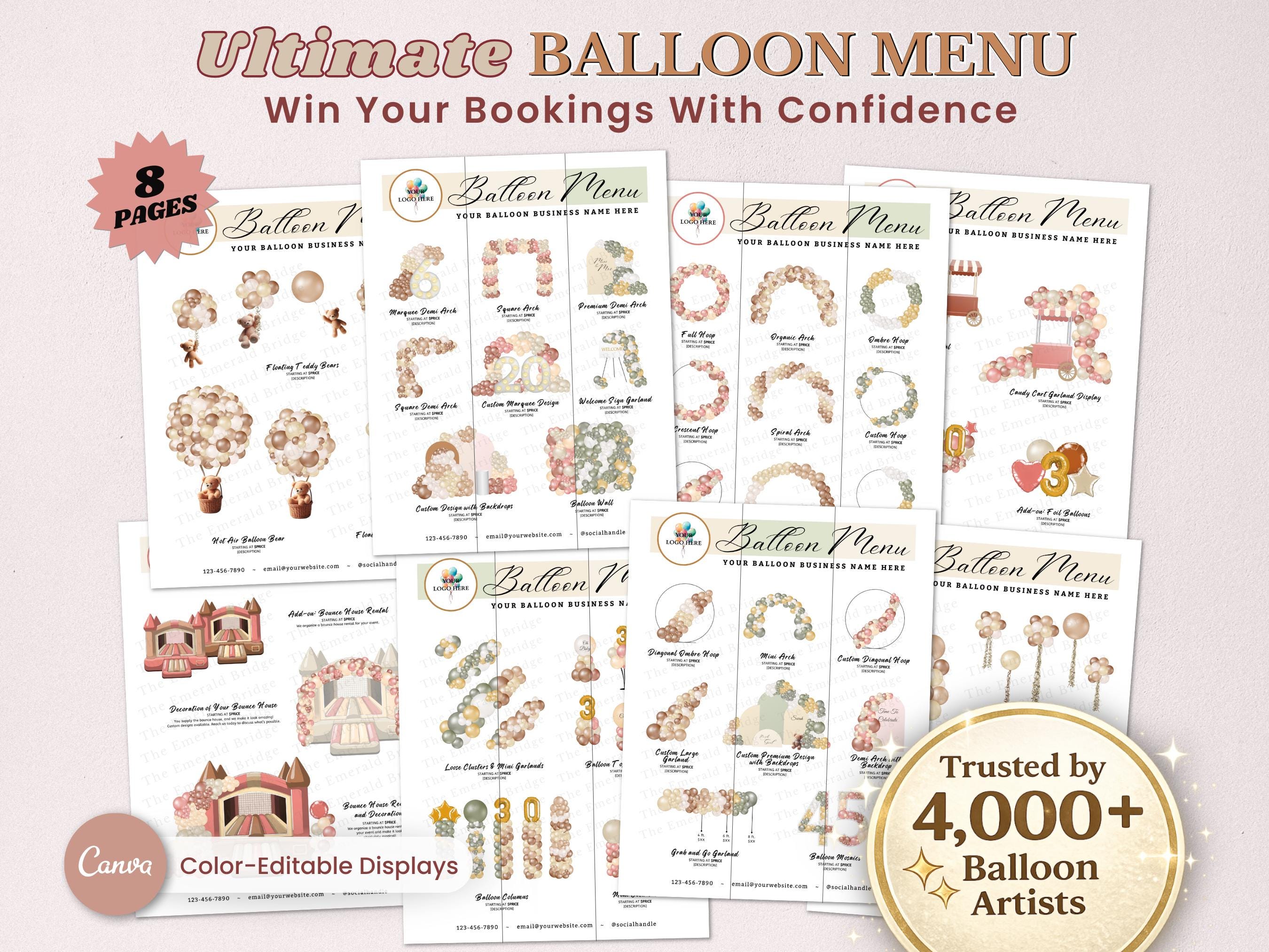 ULTIMATE BALLOON MENU for Balloon Artists, Editable Mockup Template ...