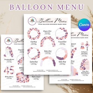 BOHO BALLOON MENU, Balloon Mockup Template, Editable Balloon Price List, Balloon Decor, Balloon Artist, Event Decor, Balloon Business Menu