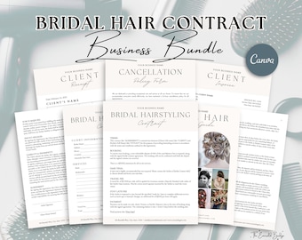Bridal Hair Contract Template, Wedding Bridal Party Salon Services Agreement, Freelance Hairstylists,Editable Bride Terms & Conditions,CANVA