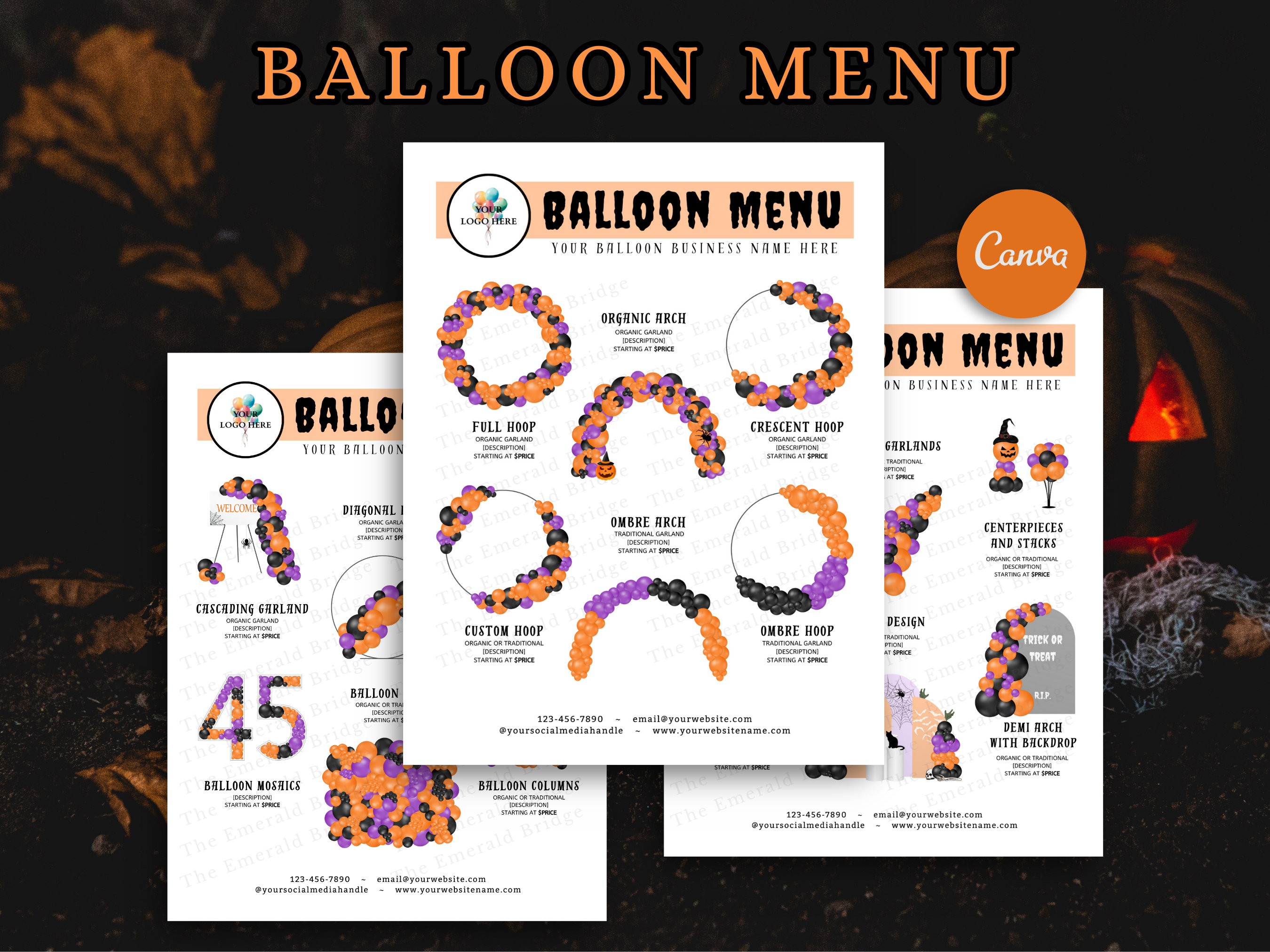 HALLOWEEN BALLOON MENU Balloon Mockup Template Editable - Etsy