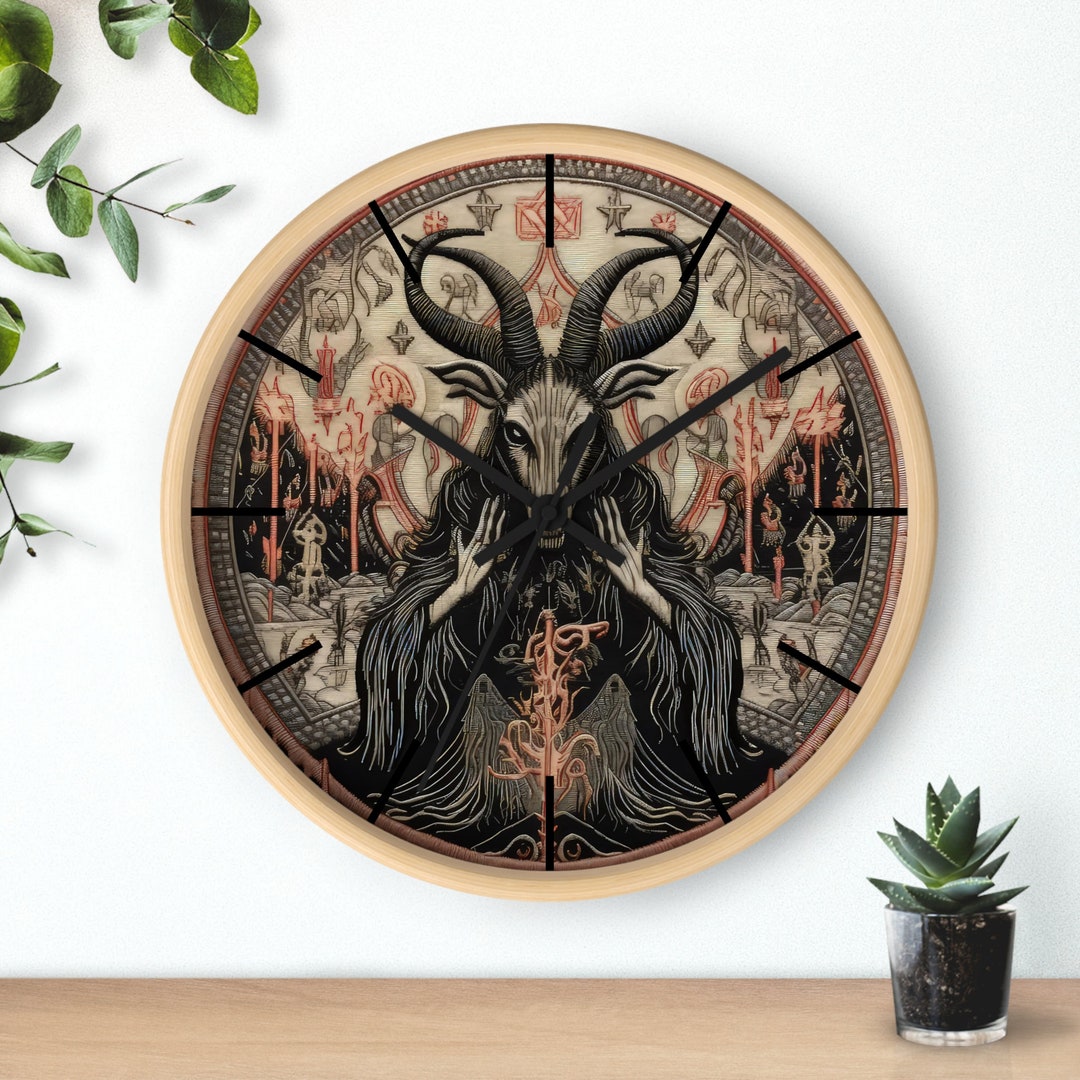 Demonologists Clocks Pattern Dark Times Hanging Clock #1 - Baphomet Stitch - Etsy