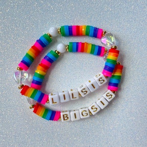 Schwestern Armband Set Regenbogen Big Sis Armband für Big Sis Personalisierte Armband für kleine Schwester Geschenk für Lil Sis Geschenk Big Sis Lil Sis