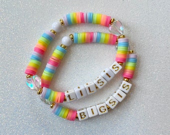 Big Sis Lil Sis Matching Bracelet Set Big Sister Bracelet Little Sister Bracelet Personalized Sister Gift for Big Sister Gift Lil Sis Gift