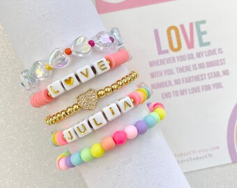 LOVE Valentine&#39;s Day Bracelets for Kids Valentines Day Gift Personalized Name Bracelet for Girls Valentines Day Jewelry for Kids Bracelet